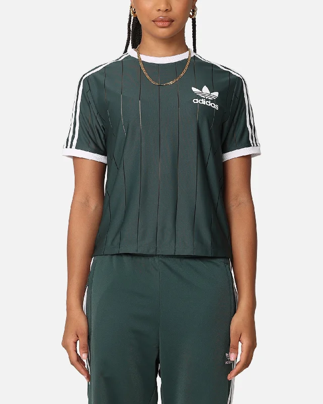 Adidas Women's 3-Stripes Pinstripe T-Shirt Mineral Green