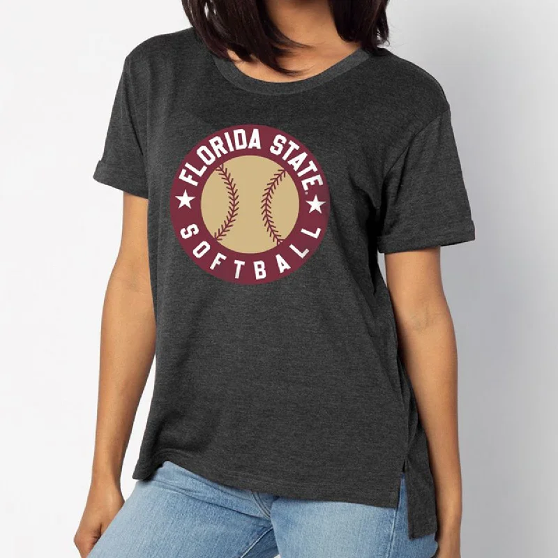 UG Apparel Women's Florida State Softball Design Short Sleeve T-shirt - Black