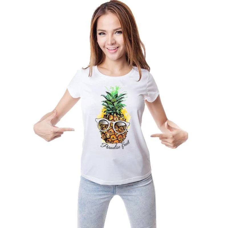 Women's Short Sleeve Creative Pineapple Fruit Printed Funny T-shirt Tops