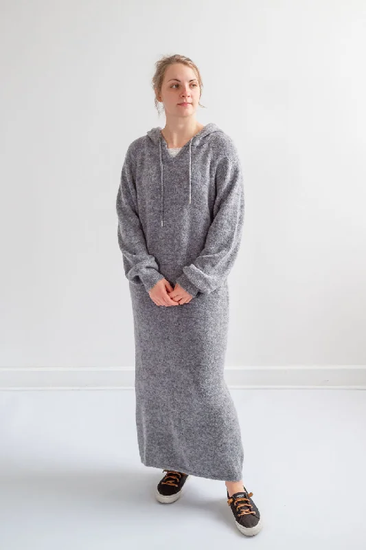 Memphis Hoodie Sweater Dress in Charcoal