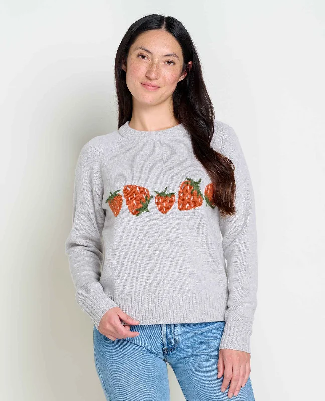 Women's Cazadero Crew Sweater - Heather Grey Strawberry