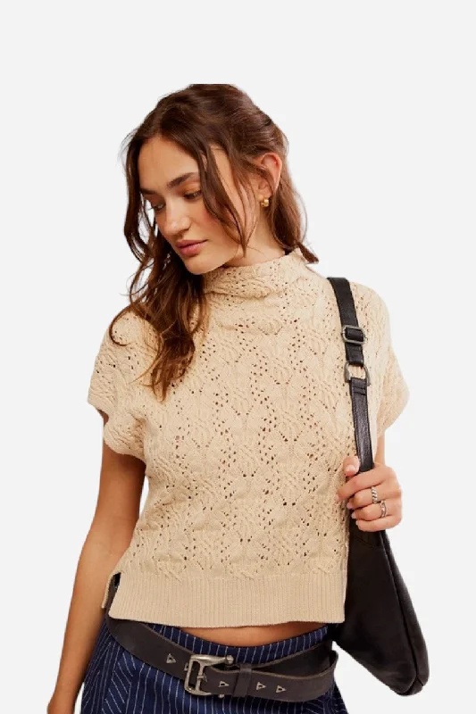 Free People Vickie Mock Neck Sweater Macadamia