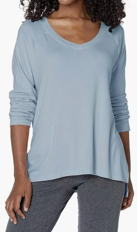 Frankie Ribbed Long Sleeve Sweatshirt In Morning Blue