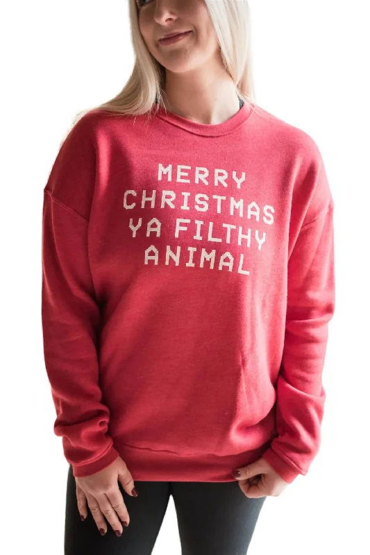 Merry Christmas Crewneck Sweatshirt In Red