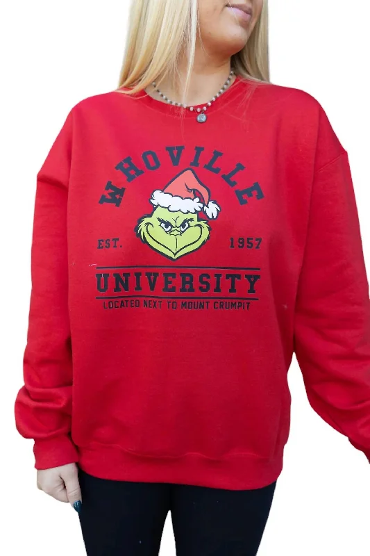 Whoville University Crewneck Sweatshirt In Red