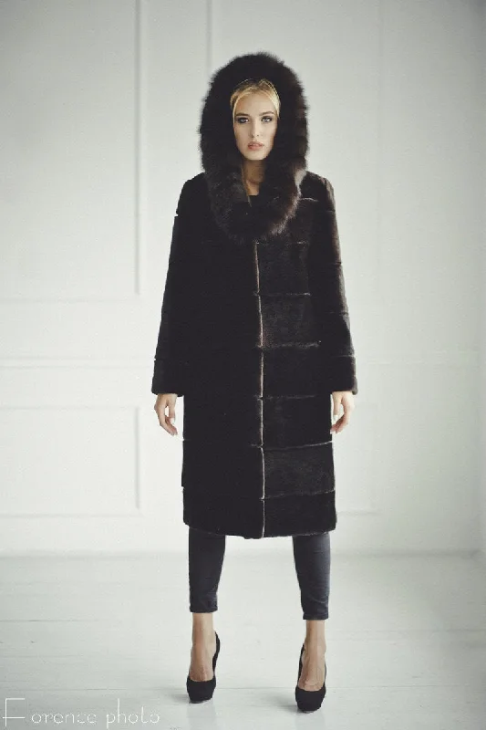 Beaver Fur Coat with Hood