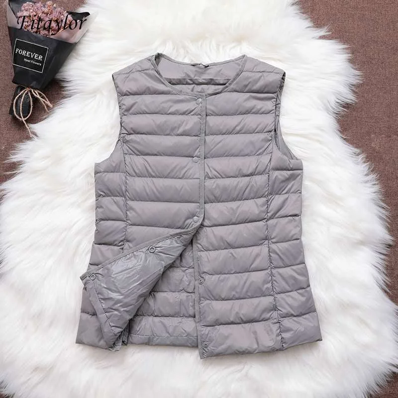 Fitaylor 90% Ultra Light White Down Women Vest Thin Coat Women