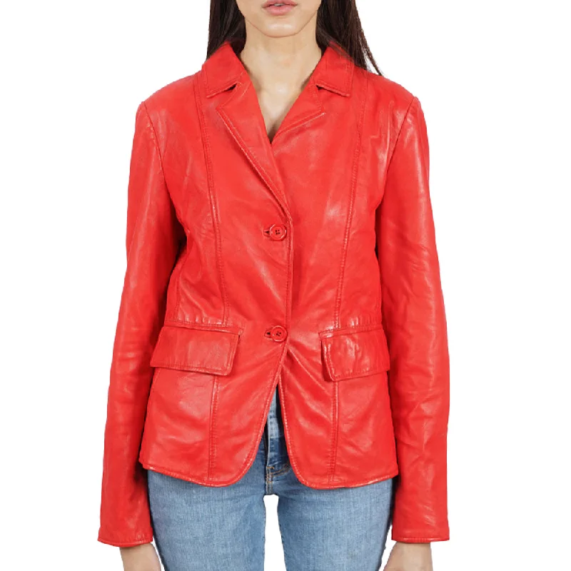 Helena Blazer Red Leather Jacket