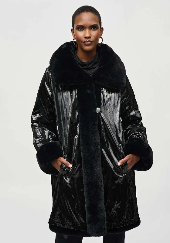 Joseph Ribkoff Oversized Faux Fur Mix Coat, Black