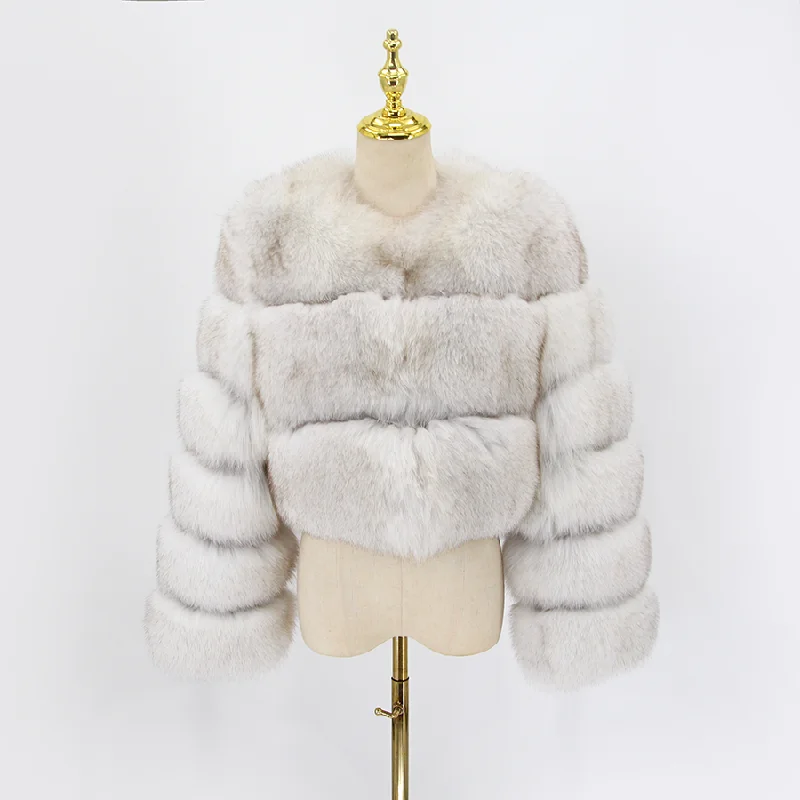 QIUCHEN QC22068  2022 New Warm Fashion Winter Short Thick Women Jacket Silver Arctic Fox  Real Fox Fur Coat