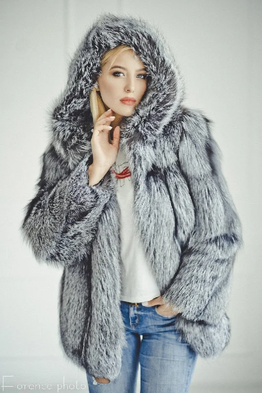 Fox Fur Coat with Hood