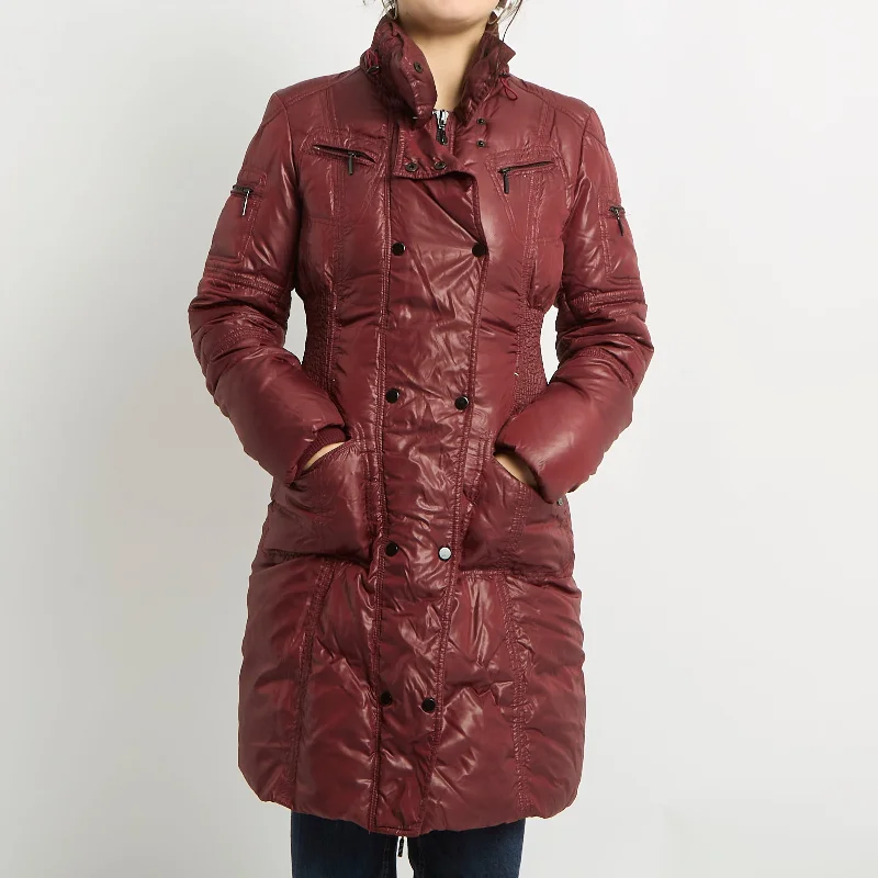 Sinched Waist Long Puffer Coat - UK 10