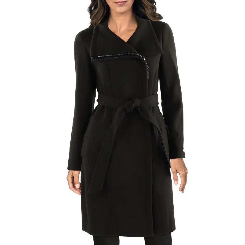 DKNY Womens Asymmetric Midi Wool Coat