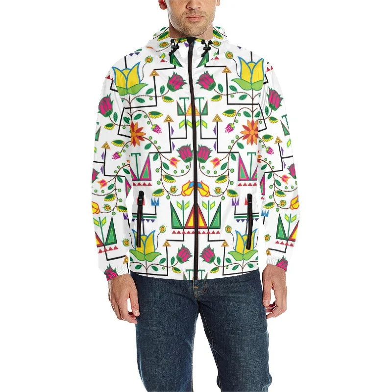 Geometric Floral Summer - White Unisex Quilted Coat