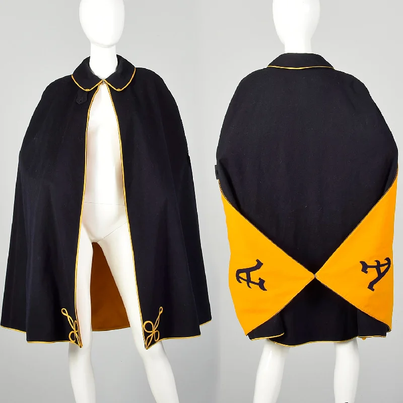 1940s Navy Wool Cape Uniform Autumn Outerwear