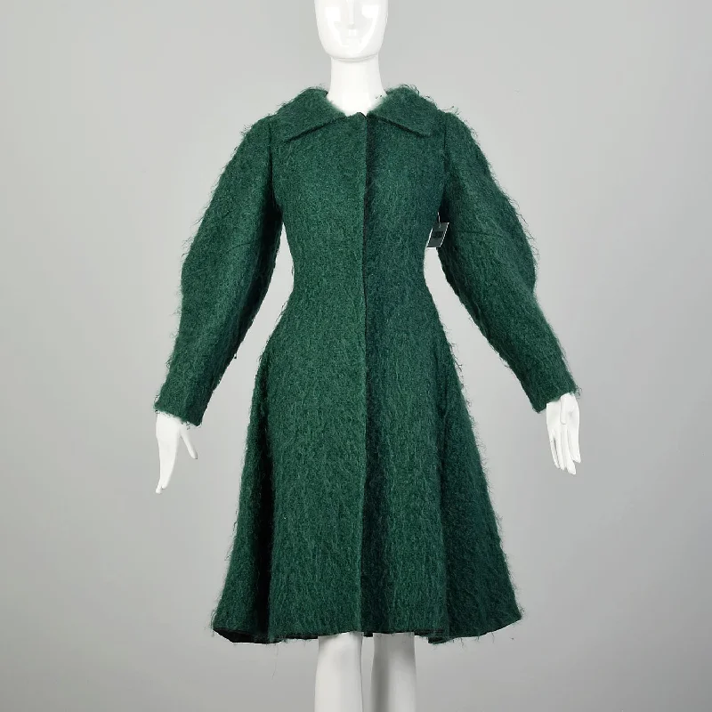 XS F/W 2007 Alberta Ferretti Green Mohair Princess Coat