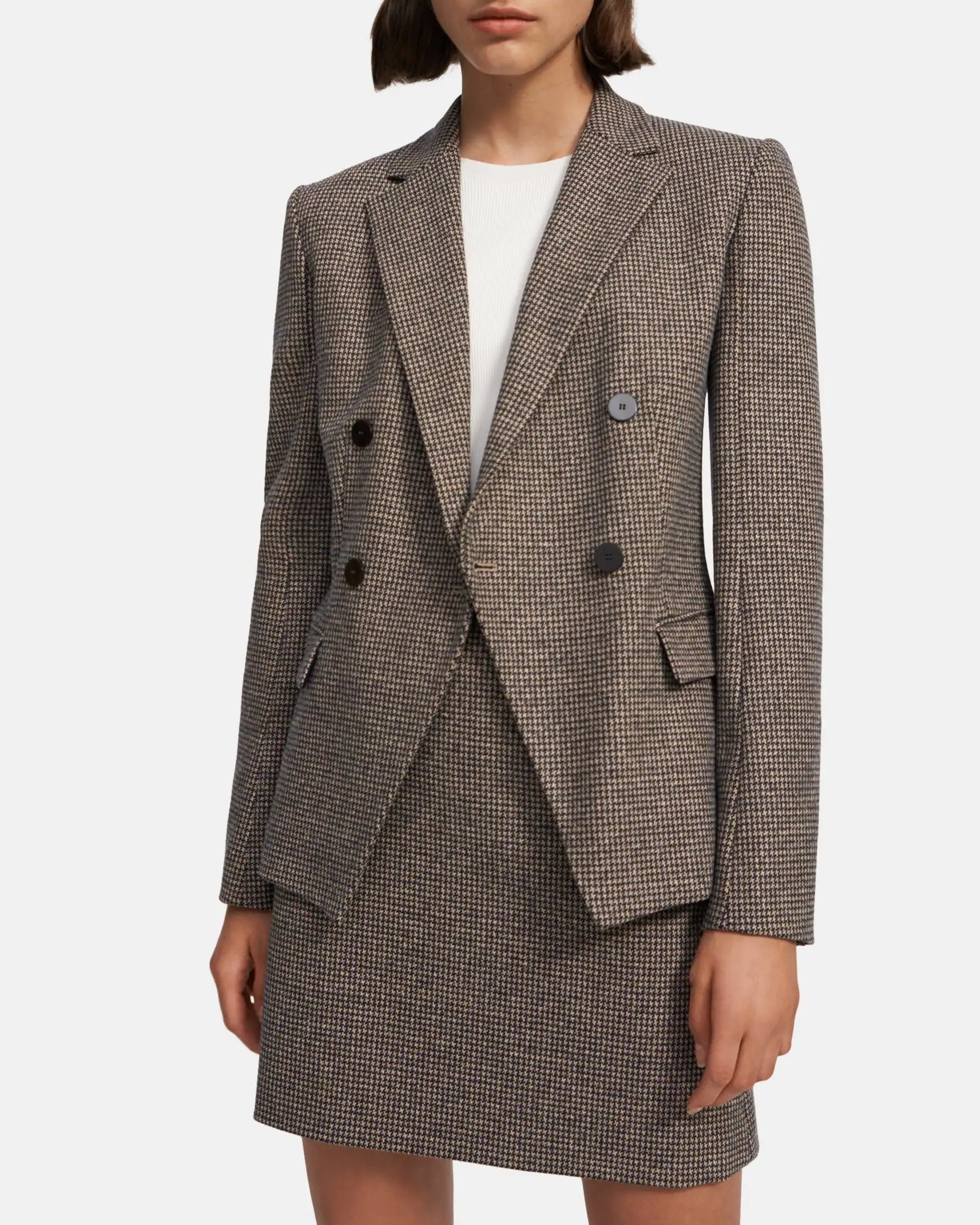 Angled Blazer - Houndstooth Knit