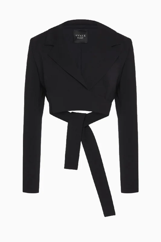 A.W.A.K.E Mode Cropped Wrap Around Blazer - Black