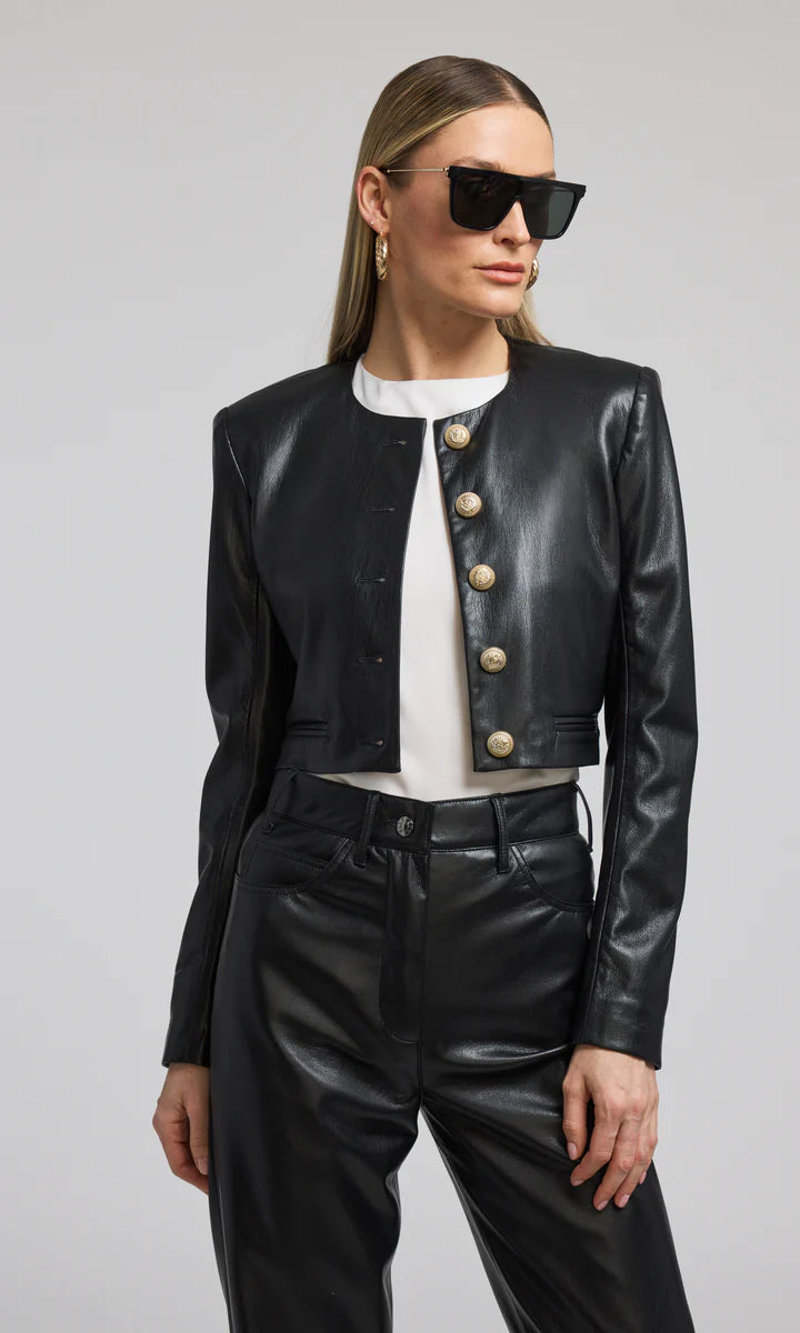 Marko Vegan Leather Blazer - Black