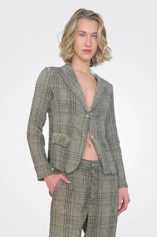 Plaid Blazer - Grey