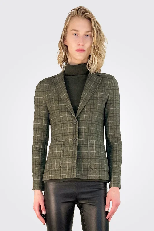 Slim Blazer - Green Plaid