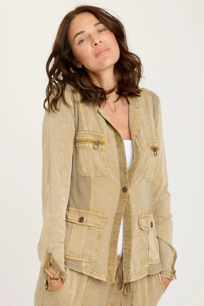 Tula Blazer - Distressed Wash Linwood