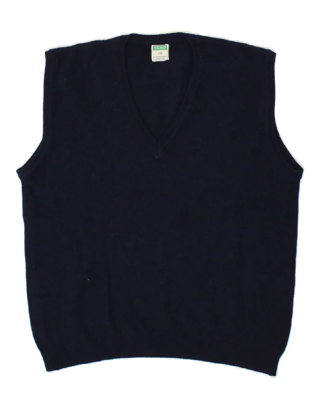 BENETTON Womens Vest Tank Top UK 18 XL Navy Blue Wool