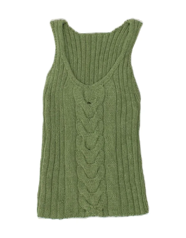 VINTAGE Womens Crop Vest Tank Top UK 2 2XS Green