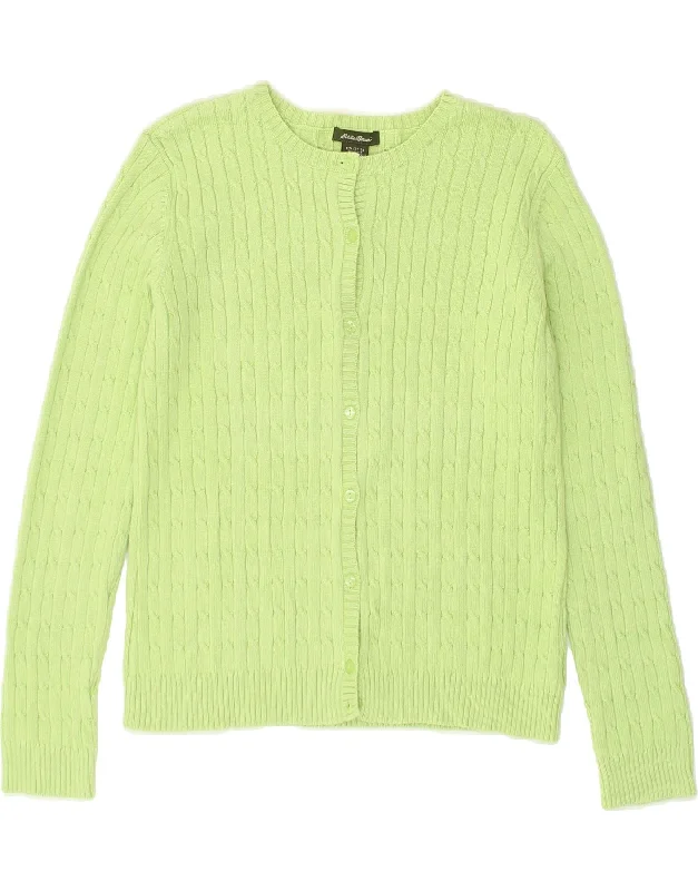 EDDIE BAUER Womens Cardigan Sweater UK 16 Large Green Cotton