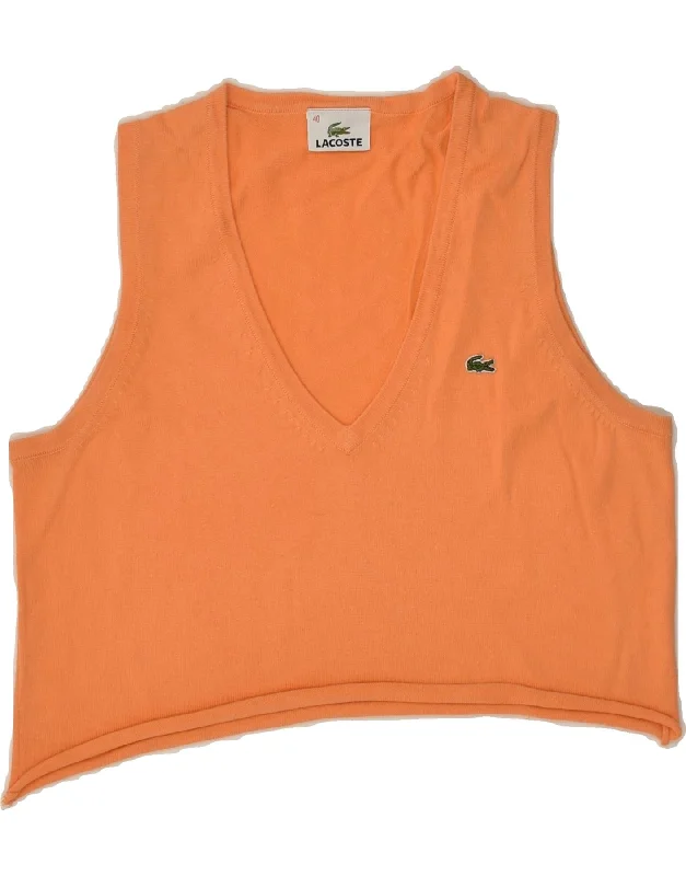 LACOSTE Womens Crop Vest Tank Top Size 40 Medium Orange