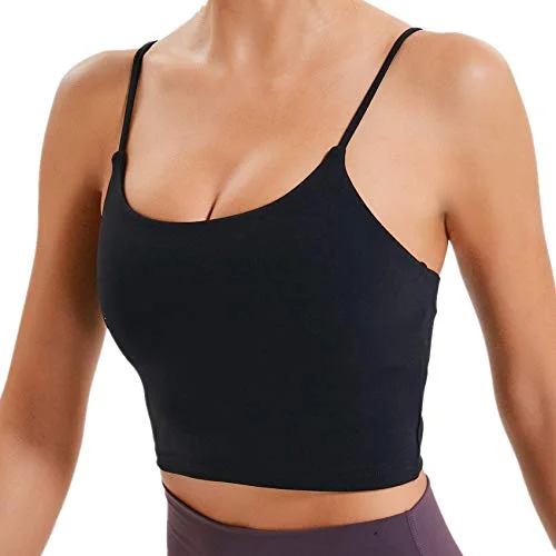 Lemedy Women Padded Sports Bra Fitness Workout Running Shirts Yoga Tank Top (S, Black)