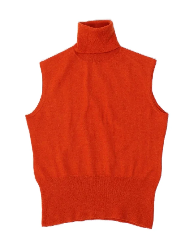 LUCA D'ALTIERI Womens Roll Neck Vest Tank Top IT 48 XL Red Merino Wool