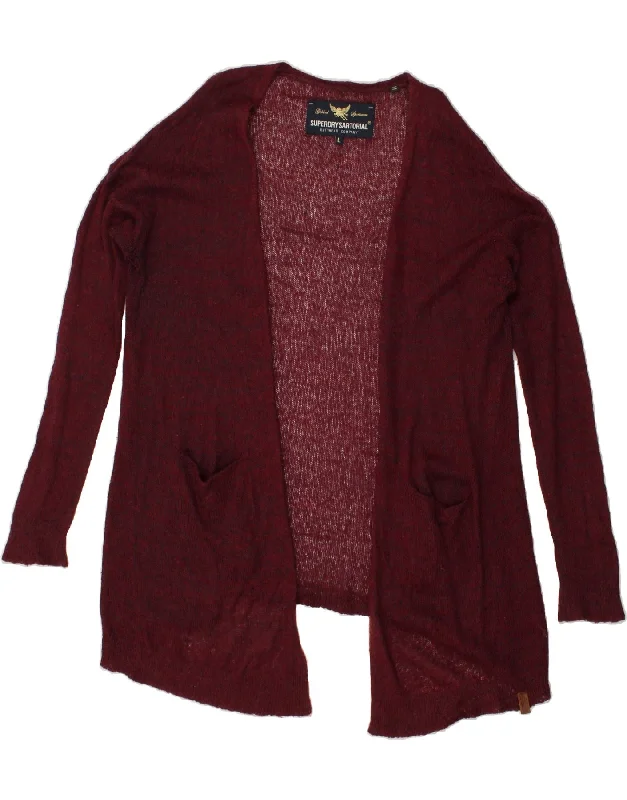 SUPERDRY Womens Loose Fit Cardigan Sweater UK 16 Large Burgundy