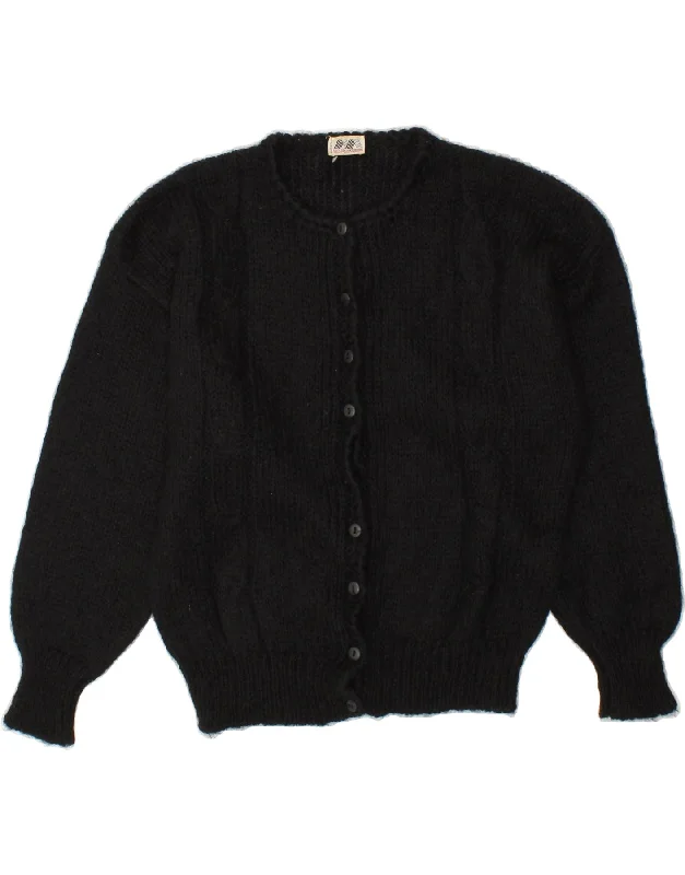 VINTAGE Womens Cardigan Sweater IT 48 XL Black Mohair