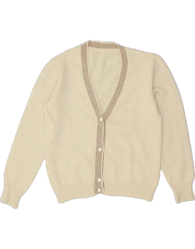 VINTAGE Womens Cardigan Sweater UK 10 Small Beige