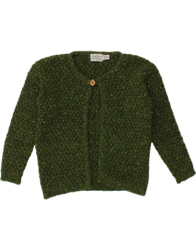 VINTAGE Womens Cardigan Sweater UK 14 Medium Green New Wool