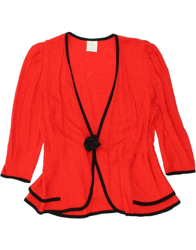 VINTAGE Womens Cardigan Top IT 40 Small Red Viscose