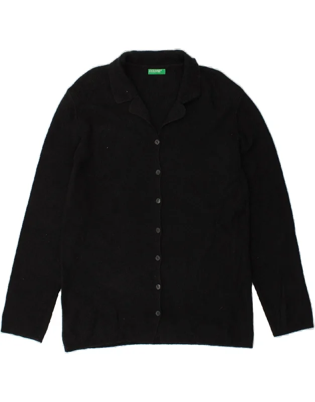 BENETTON Womens Cardigan Sweater UK 10 Small Black Cotton