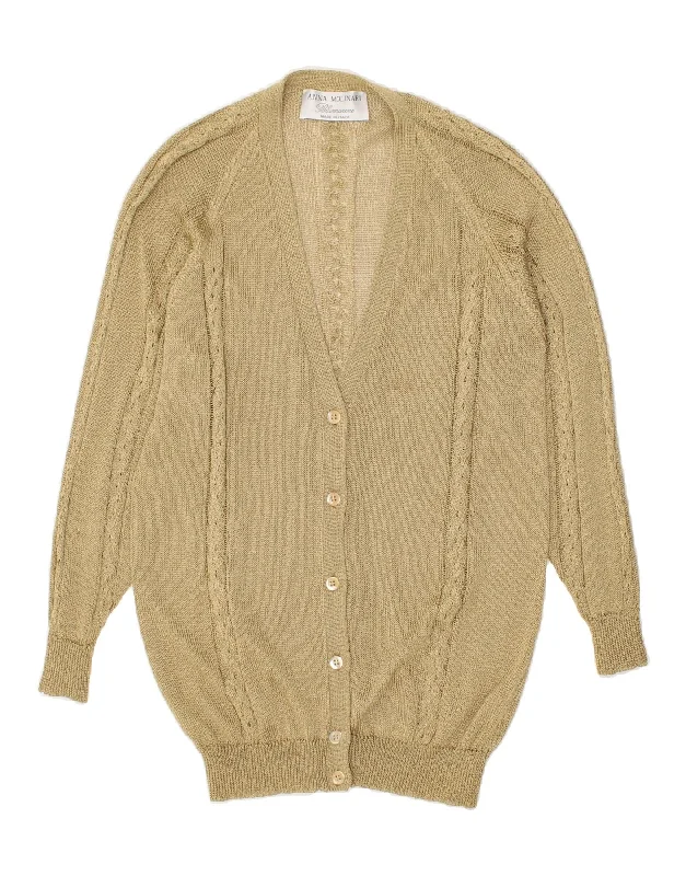 BLUMARINE Womens Cardigan Sweater IT 42 Medium Beige Cotton