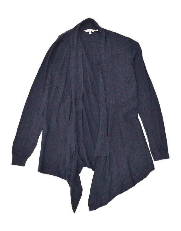 FAT FACE Womens Asymmetric Cardigan Sweater UK 12 Medium  Navy Blue Cotton