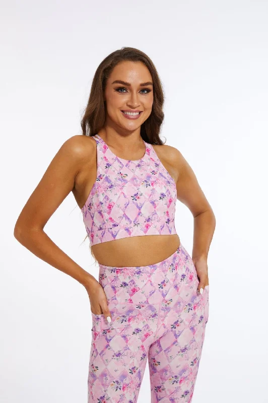 Gentle Criss-Cross Pink Rose Tank Top Bra