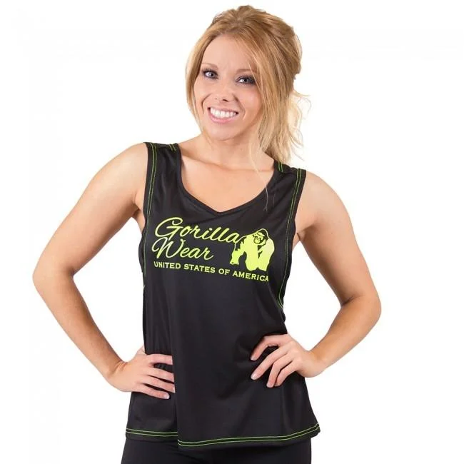 Gorilla Wear Odessa Cross Back Tank Top - Black-Neon Lime