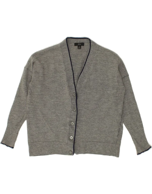 J. CREW Womens Cardigan Sweater UK 10 Small Grey Wool