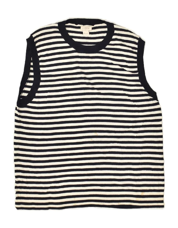 J. CREW Womens Vest Tank Top UK 18 XL Navy Blue Striped Cotton