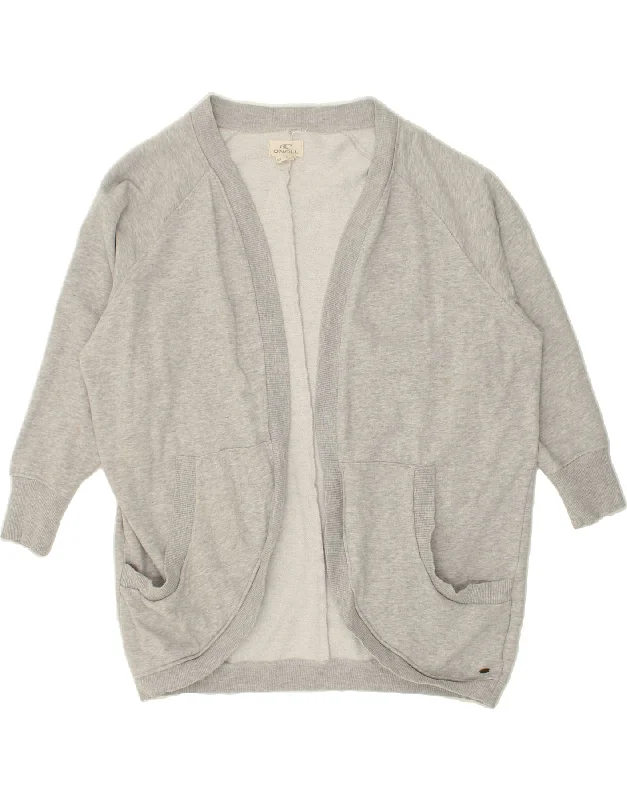 O'NEILL Womens Oversized Cardigan Sweater UK 10 Small Grey Cotton