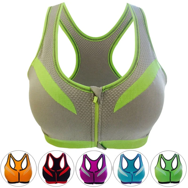 Tank Top Athletic Vest Underwear Shockproof Zipper Sports Bra