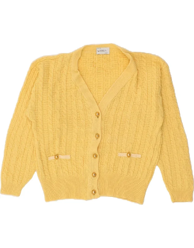 VINTAGE Womens Cardigan Sweater UK 16 Large Yellow