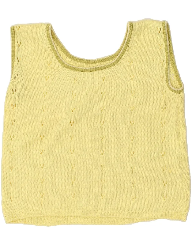 VINTAGE Womens Vest Tank Top UK 16 Large Yellow