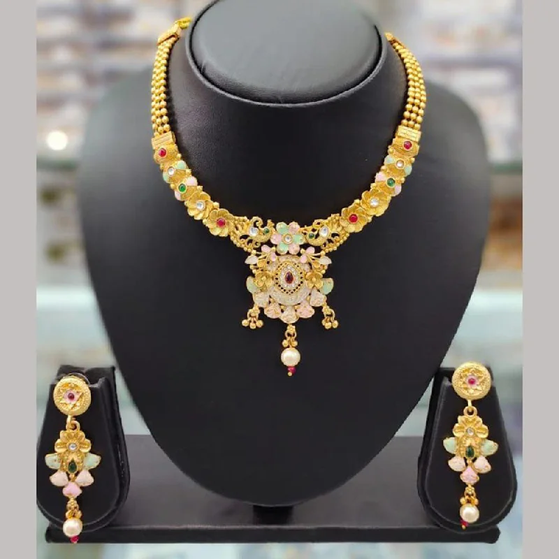 Discounted Luxury Jewelry – Shine Without The Splurge Anjali Jewellery Gold Plated Pota Stone Meenakari Necklace Set