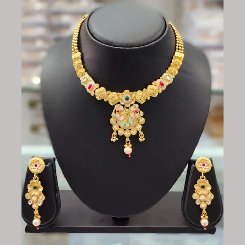 Premium Jewelry At Special Low Prices For A Limited Time Anjali Jewellery Gold Plated Pota Stone Meenakari Necklace Set